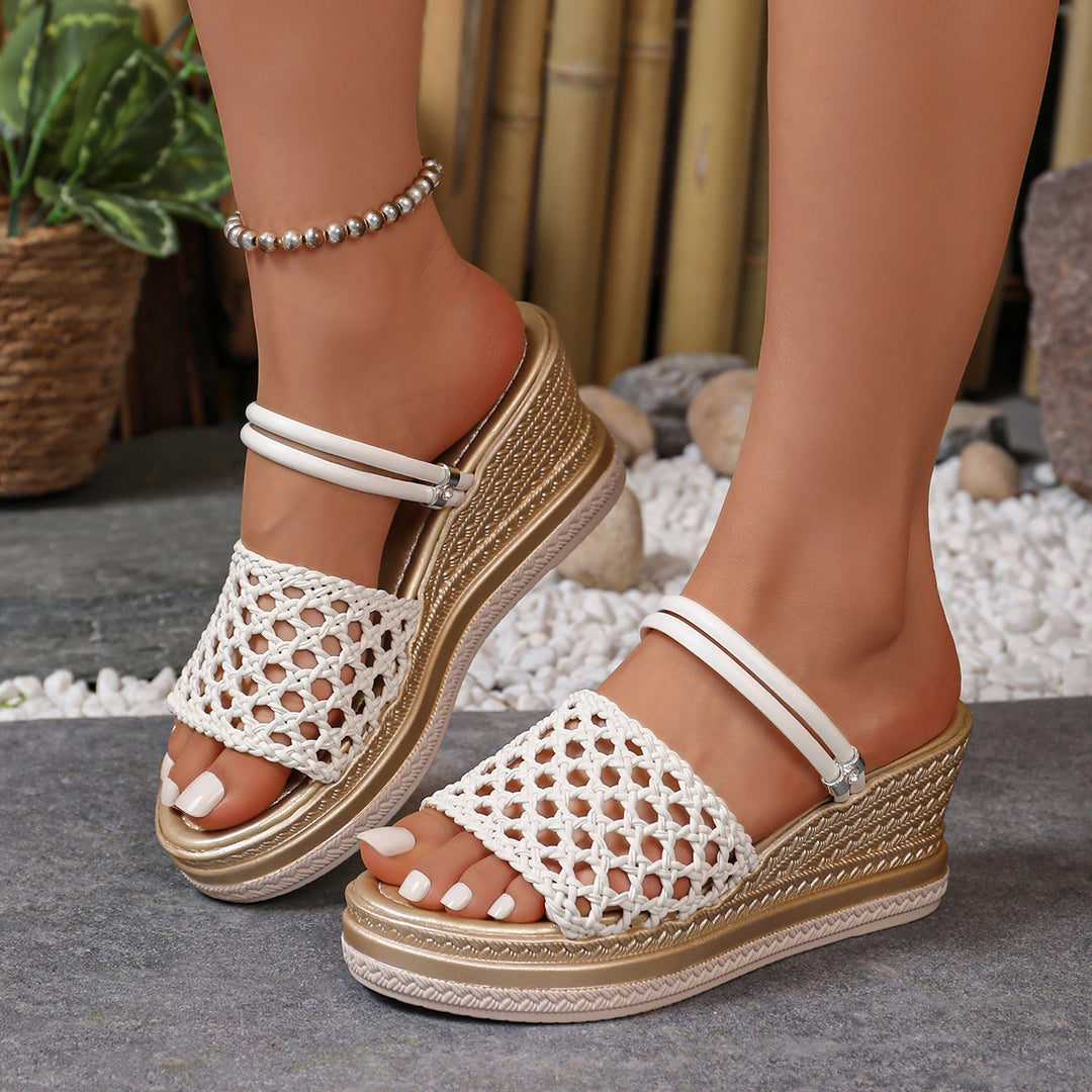 Damen Wedge-Pantoletten mit geflochtenem Riemendesign und komfortablem Fußbett R&B
