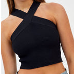 Damen Crop-Top mit schickem Kreuz-Trägerdesign R&B