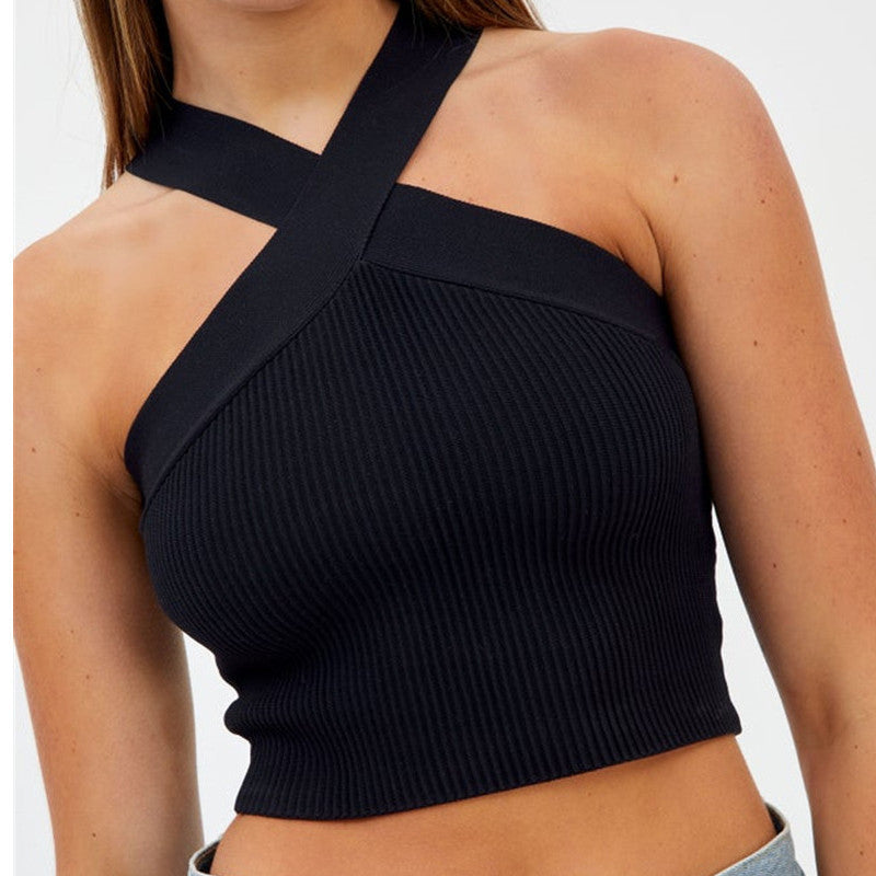 Damen Crop-Top mit schickem Kreuz-Trägerdesign R&B