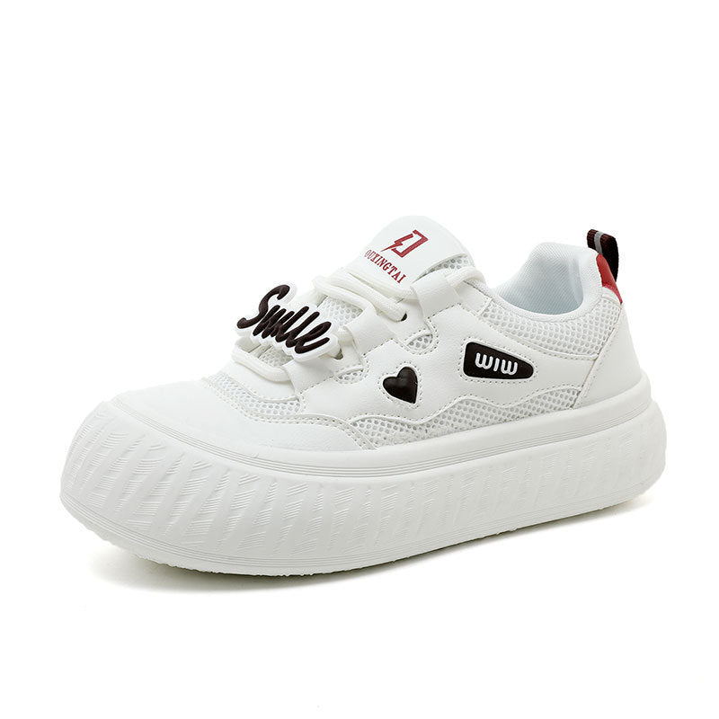 Damen Trendige Plateau-Sneaker mit buntem Schriftzug R&B