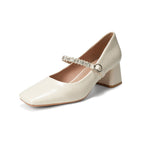 Damen klassische Ballerinas mit eleganter Schnallenverzierung und bequemem Blockabsatz