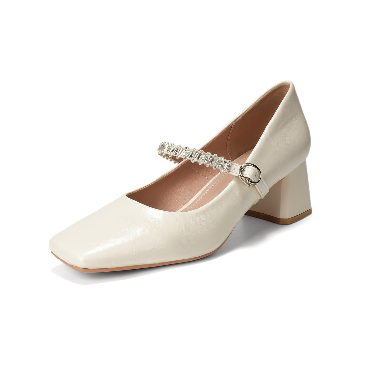 Damen klassische Ballerinas mit eleganter Schnallenverzierung und bequemem Blockabsatz