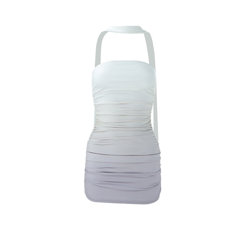 Damen figurbetontes Abendkleid mit schulterfreiem Design und seitlichem Gefransten R&B