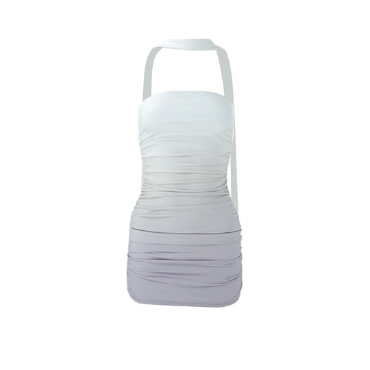Damen figurbetontes Abendkleid mit schulterfreiem Design und seitlichem Gefransten R&B