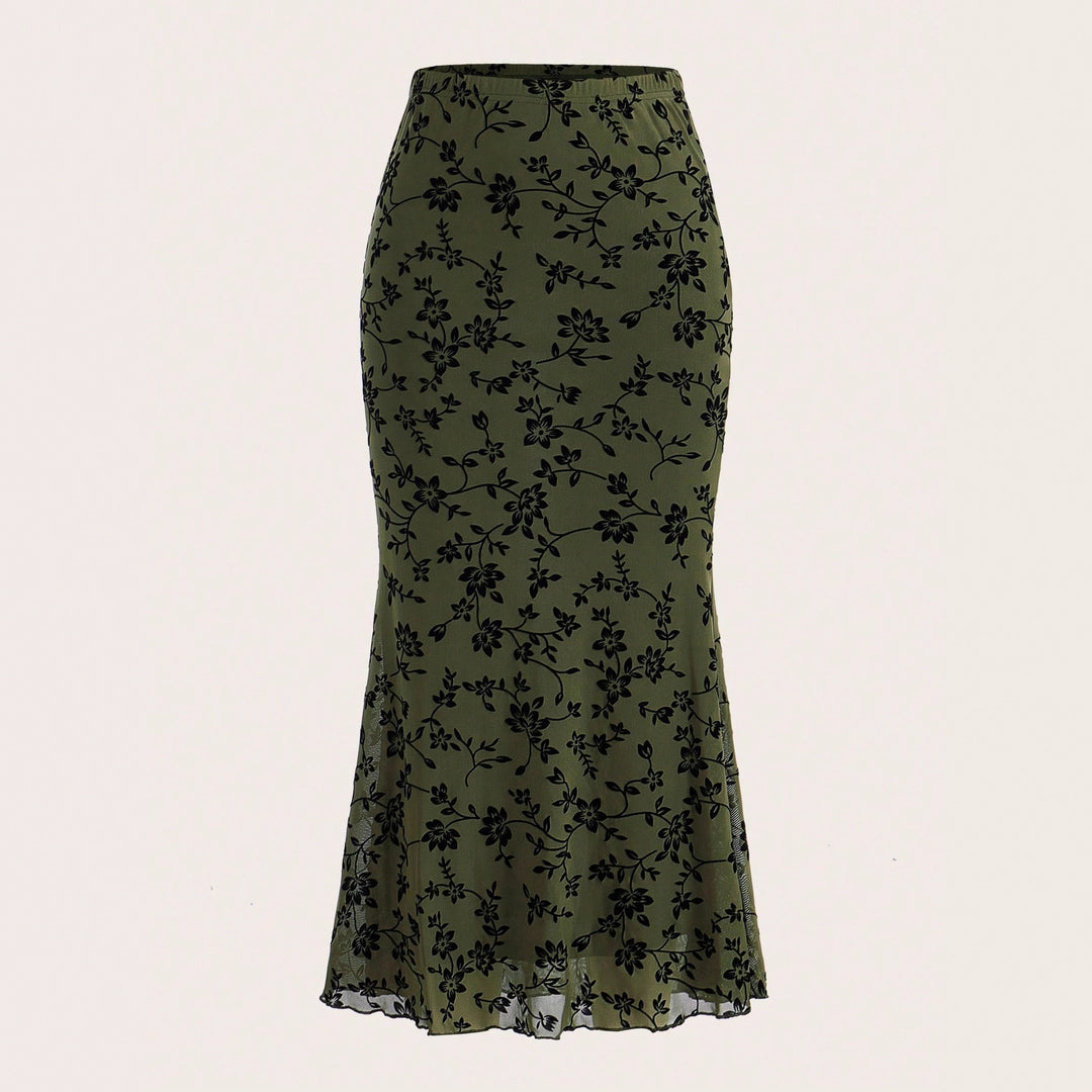 Damen Maxirock mit floralem Design und eleganter Silhouette R&B