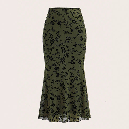 Damen Maxirock mit floralem Design und eleganter Silhouette R&B