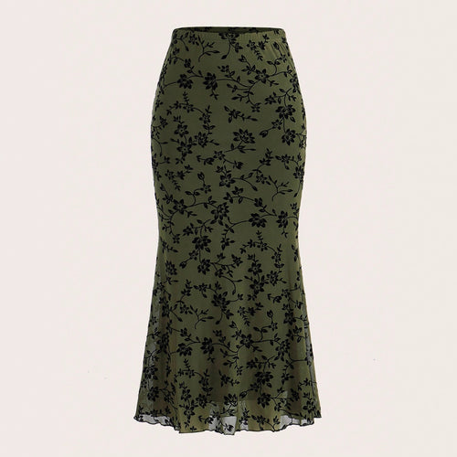 Damen Maxirock mit floralem Design und eleganter Silhouette R&B