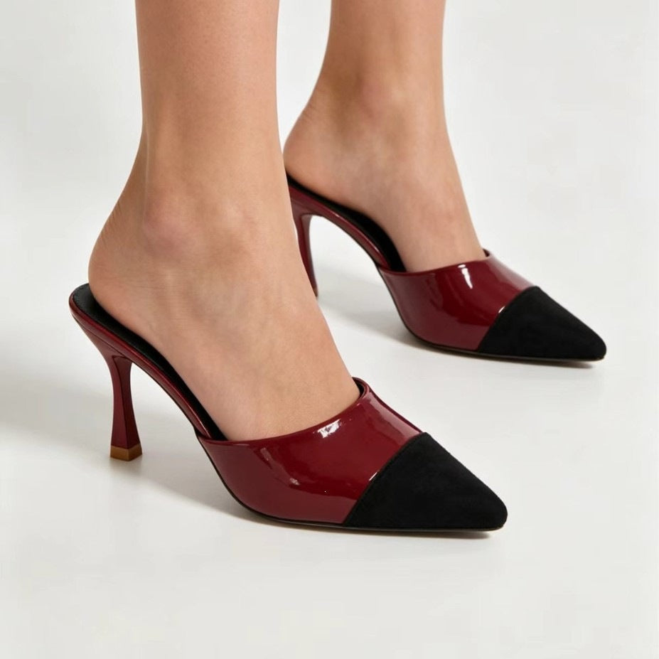 Damen Elegante Slingback High-Heels mit modischem Kontrast R&B