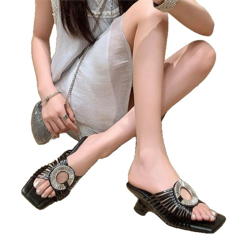 Damen elegante Riemchen-Sandalen mit Schmuckdetail R&B