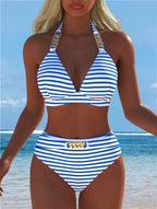 Damen Bikini mit luxuriösem Marmormuster und edlen Details R&B