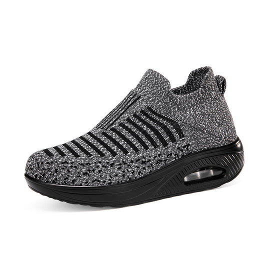 Damen nan gestrickter Schlupf-Walking-Sneaker mit anatomischer Pronationsstütze, Luftpolster-Zwischensohle und sockenähnlichem Schaft R&B