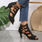 Damen Offene High-Heel Sandalen mit dekorativem Schnitt R&B