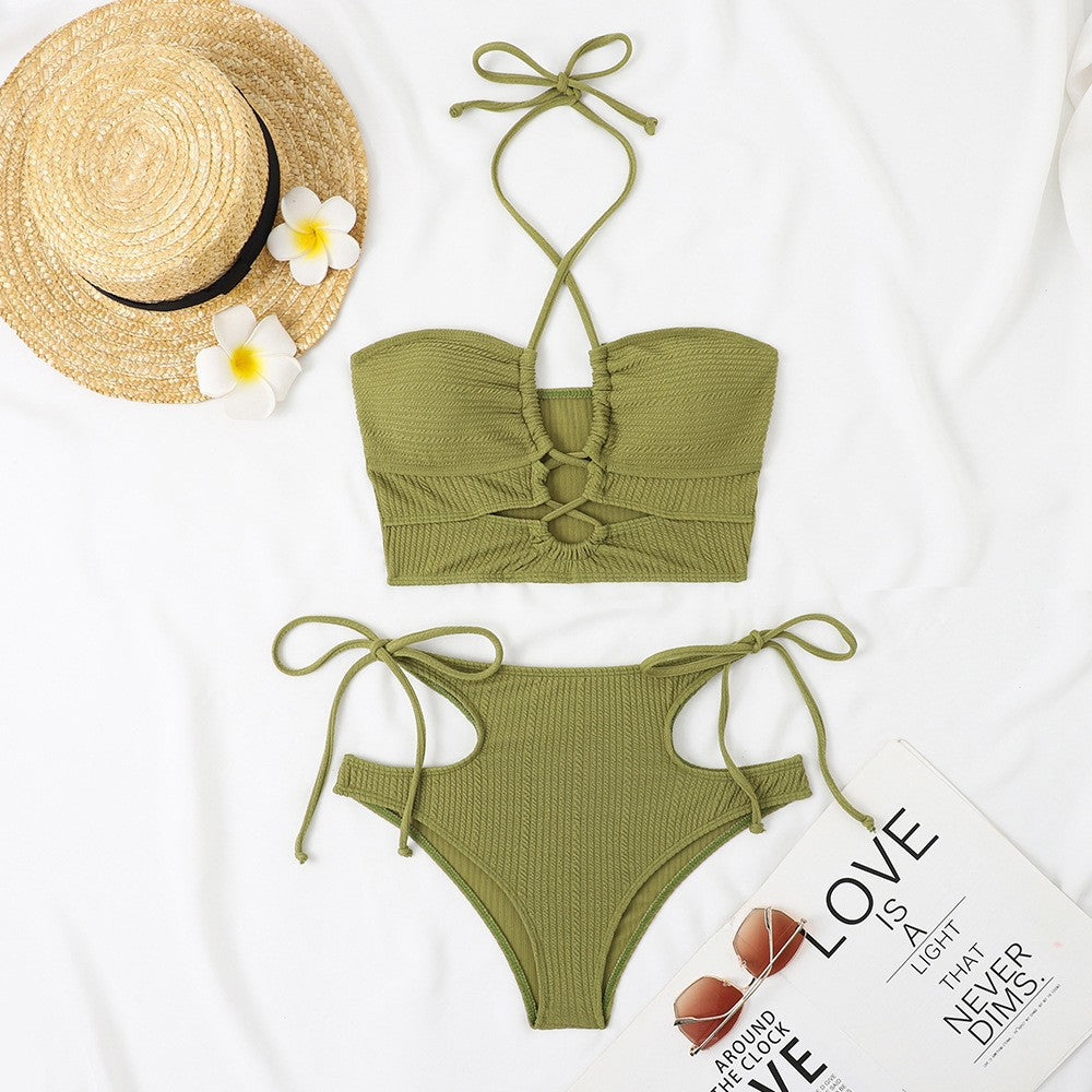 Damen Bikini-Set mit raffiniertem Rippendesign und verstellbarem Bindesystem R&B