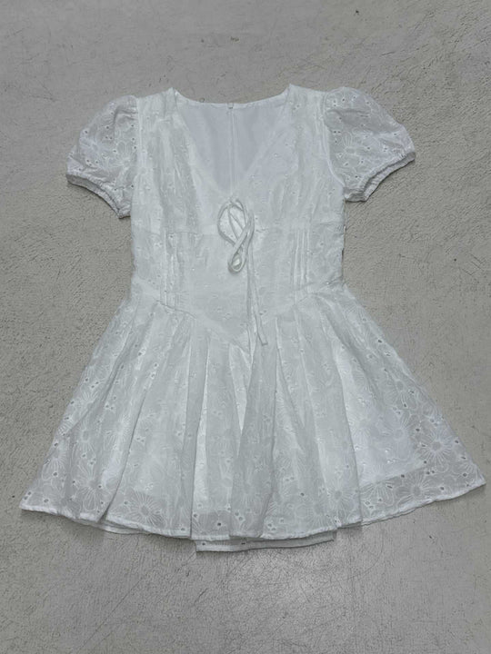Damen Kurzärmeliges Sommerkleid mit raffinierten Rüschendetails und Bindeband R&B