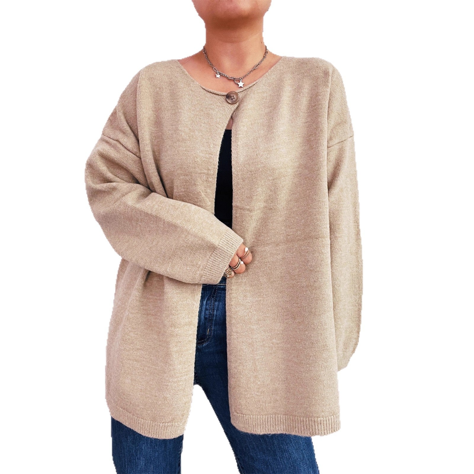 Damen lässiger Strickcardigan mit offenem Schnitt und weichen Materialien R&B