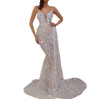 Damen Glamouröses Abendkleid mit schimmernden Pailletten und transparentem Rock R&B