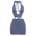 Damen Badeset mit modischem Bikini-Oberteil und Rock R&B
