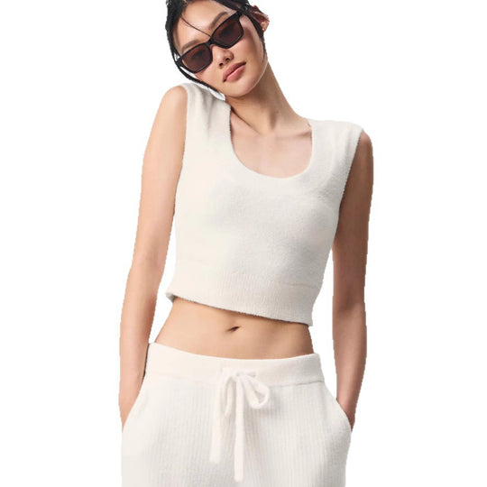 Damen Kurzes Strickoberteil mit sanfter Textur R&B