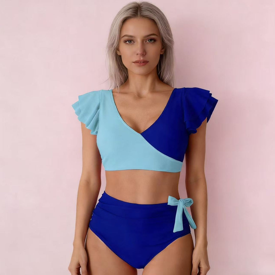 Damen Hochtailliertes Bikini-Set mit Rüschendetails R&B