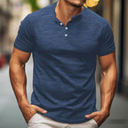 Herren Kurzarm-T-Shirt mit Knopfleiste R&B