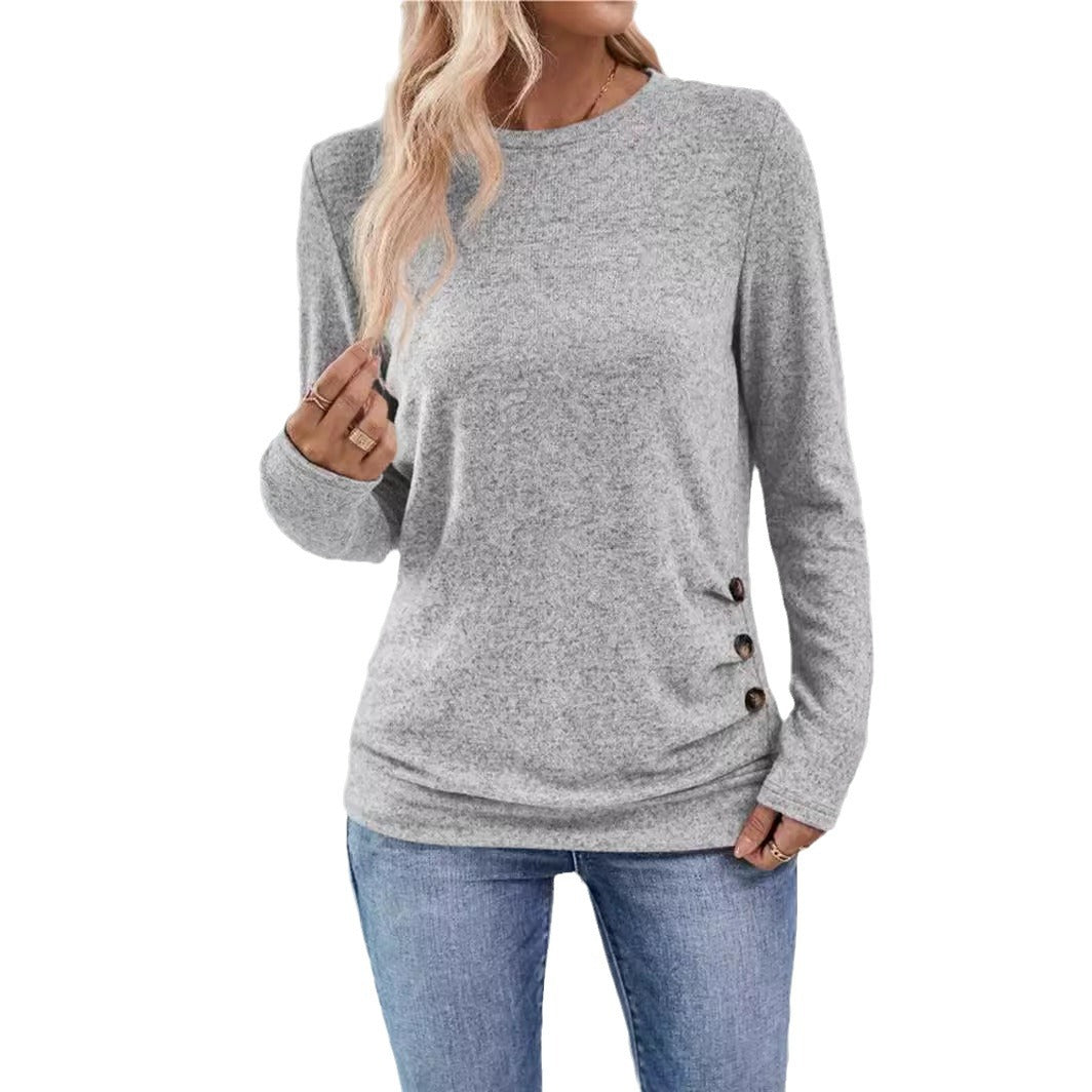 Damen lässiges Langarmshirt mit asymmetrischem Schnitt R&B