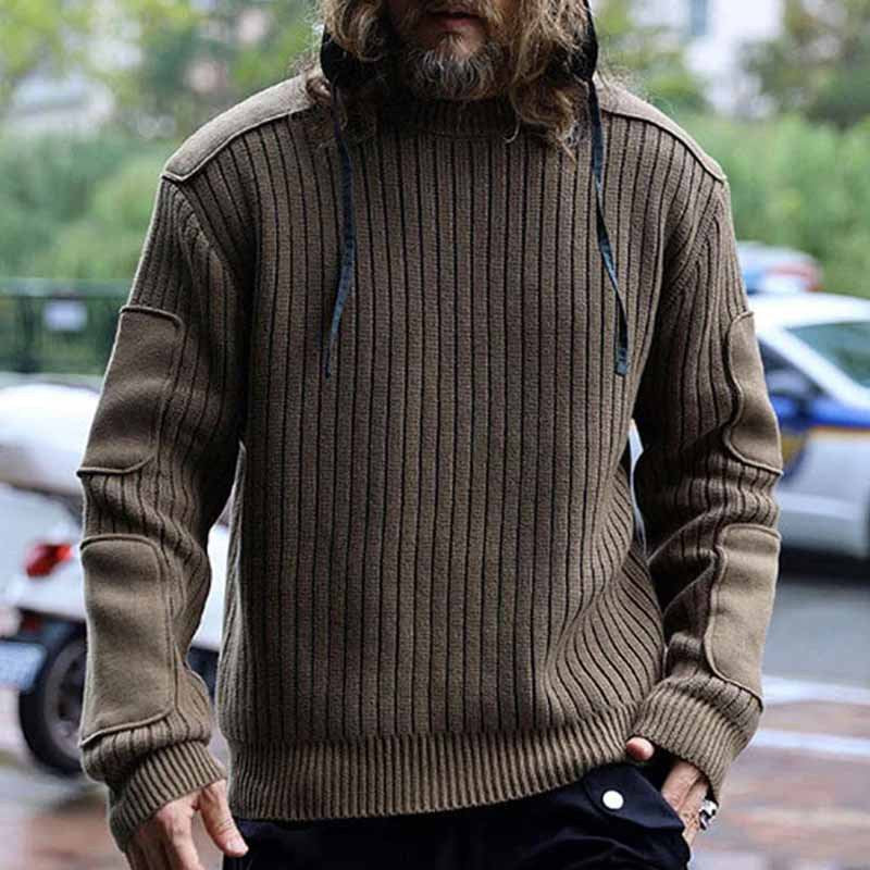 Herren Strickpullover mit Struktur und Kapuze