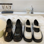 Damen Modische Plateau Schuhe mit Herzschnalle und glänzender Oberfläche