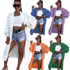 Damen Langer Strickcardigan mit weiten Ärmeln und praktischen Taschen R&B