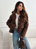 Damen Trendige Bouclé-Jacke mit goldenen Knöpfen und praktischen Taschen R&B