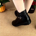 Damen modische Stiefeletten mit wärmendem Kuschelfutter und dekorativem Riemen R&B