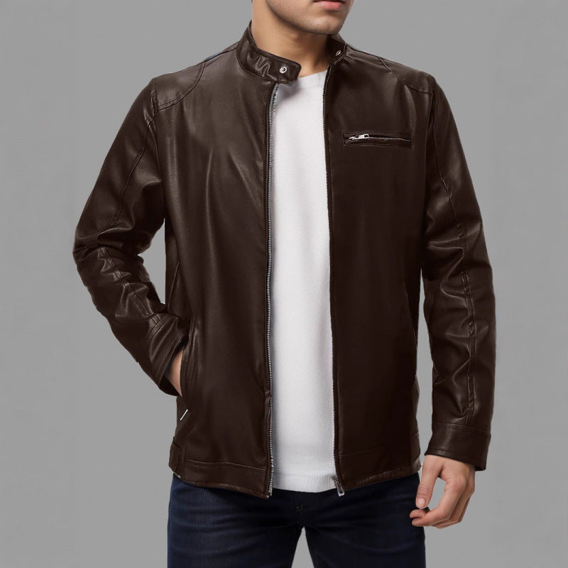 Herren Elegante Kunstlederjacke