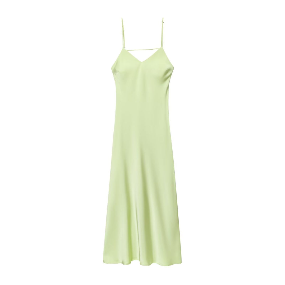 Damen Sommerliches Spaghettiträgerkleid mit schmeichelndem Schnitt und fließendem Stoff R&B