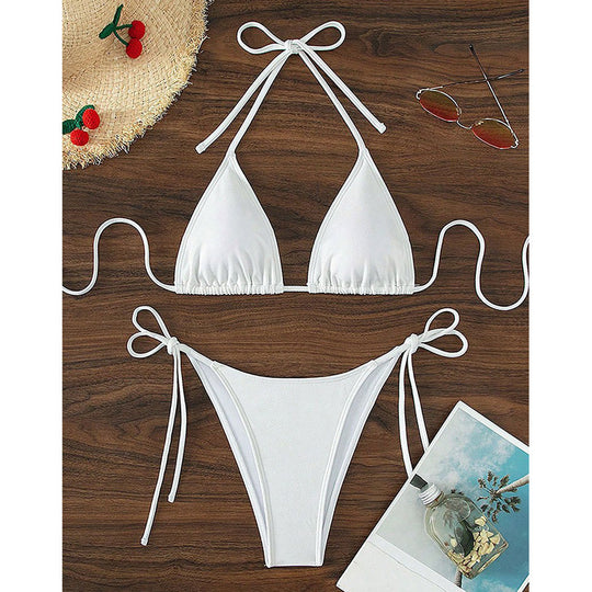 Damen Triangel-Bikini mit verstellbaren Bindebändern und seitlichen Schleifen R&B