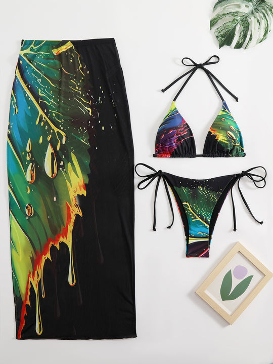 Damen Bikini-Set mit länglichem Rock R&B