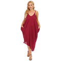 Damen lässiges Maxikleid mit tiefem V-Ausschnitt und Seitentaschen R&B