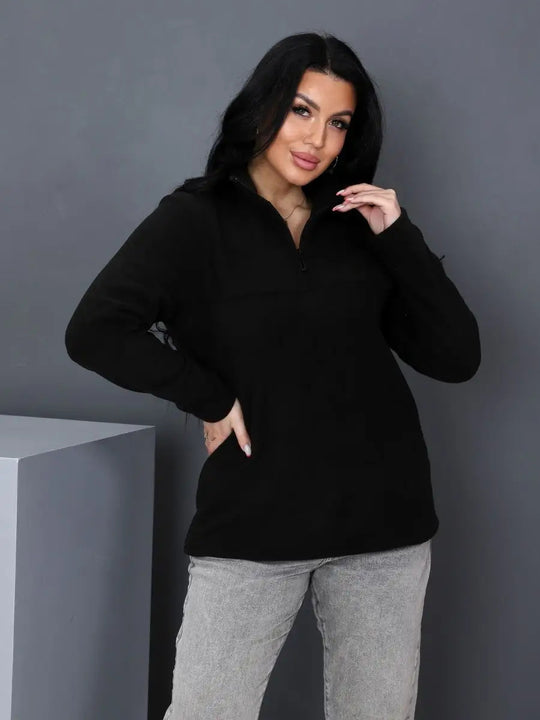 Damen Fleece-Pullover mit steigendem Kragen R&B
