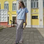 Damen Glitzernder Maxi-Rock mit schmalem Schnitt und hohem Bund R&B