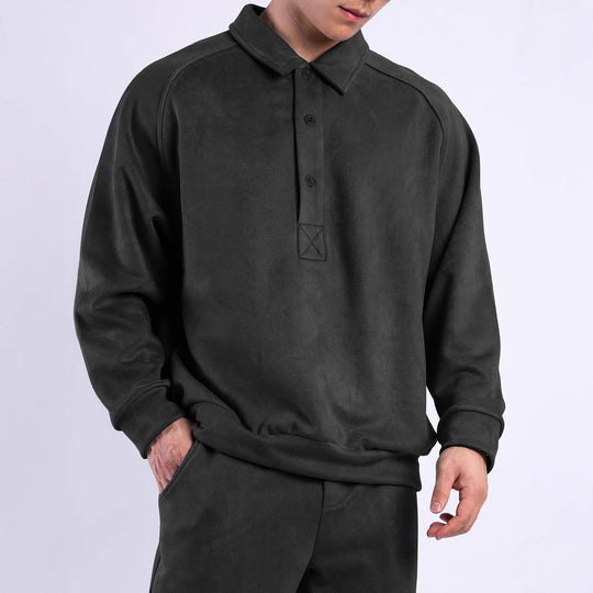 Damen Sportliches Langarm-Polooberteil mit lässigem Kragen und Knopfdetails R&B