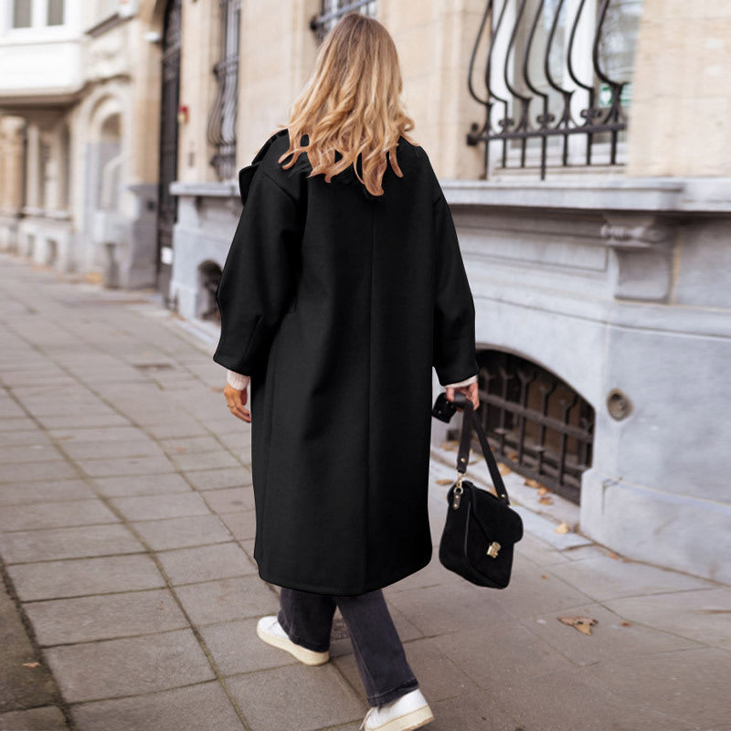 Damen eleganter Oversized Mantel im minimalistischen Stil mit strukturierten Details R&B