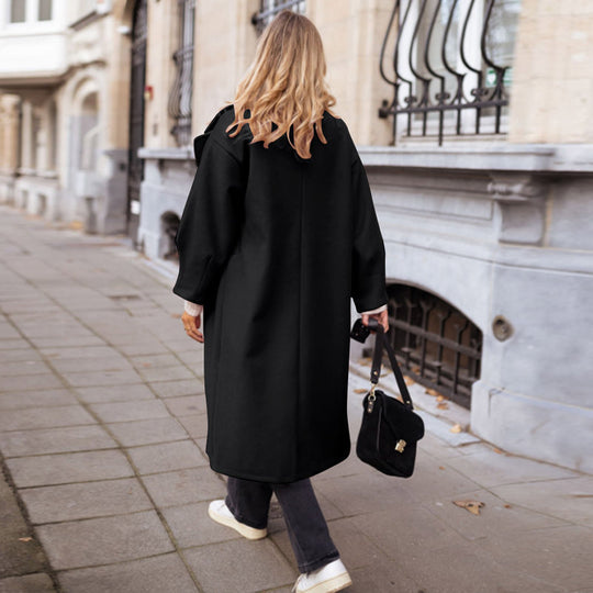 Damen eleganter Oversized Mantel im minimalistischen Stil mit strukturierten Details R&B