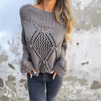 Damen Grobstrick Pullover mit romantischen Netzdetails R&B
