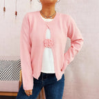 Damen Strickjacke mit verspieltem Blüten-Detail R&B