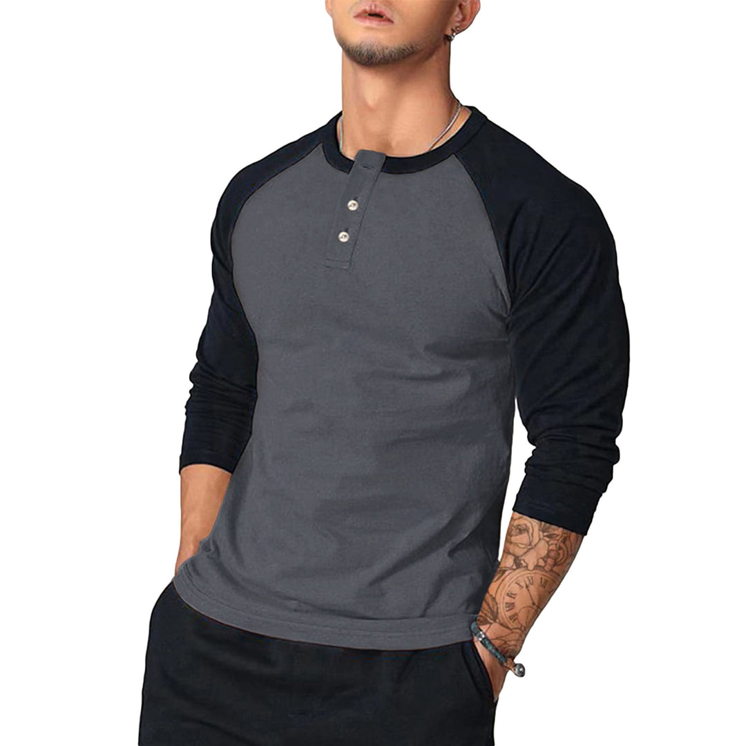 Herren klassisches Langarmshirt im Vintage-Stil mit unterstützenden Kontrastärmeln R&B