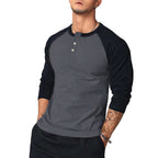 Herren klassisches Langarmshirt im Vintage-Stil mit unterstützenden Kontrastärmeln R&B
