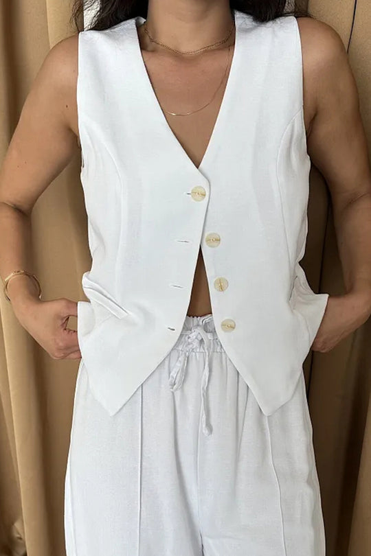Damen eleganteswesten Set mit eleganter Knopfleiste und Taschen R&B