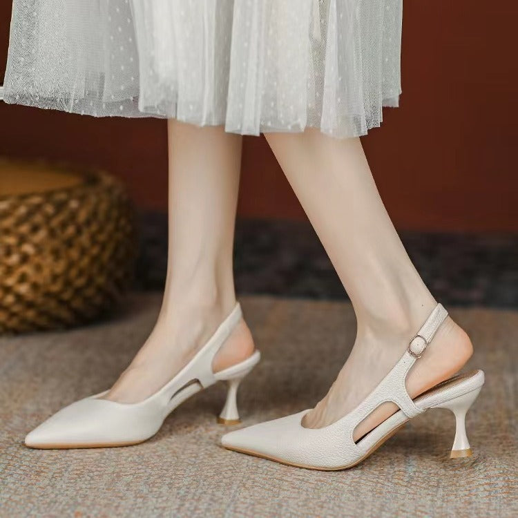 Damen spitze Slingback-Pumps mit elegantem Blockabsatz R&B