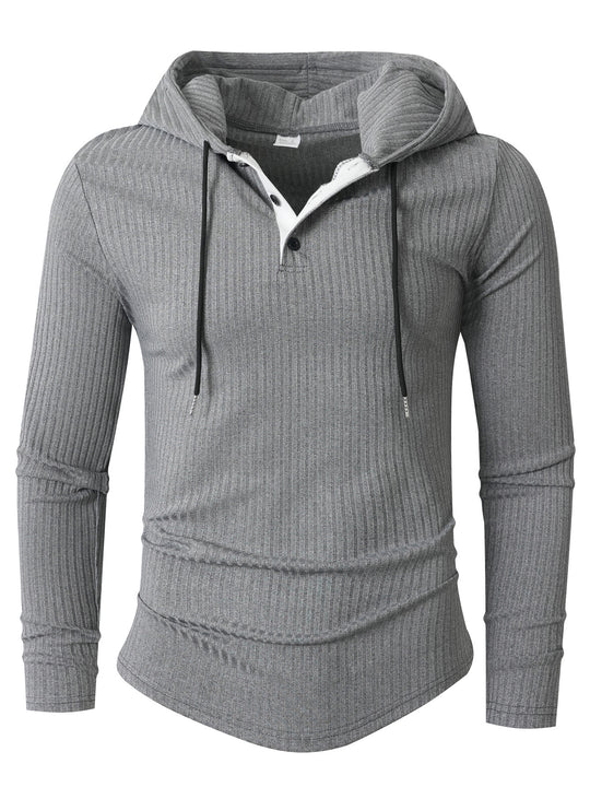 Herren Sportlicher Langarm-Hoodie mit strukturierter Oberfläche R&B