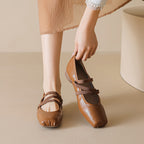Damen Ballerinas mit modischen Riemen und komfortablem Fußbett