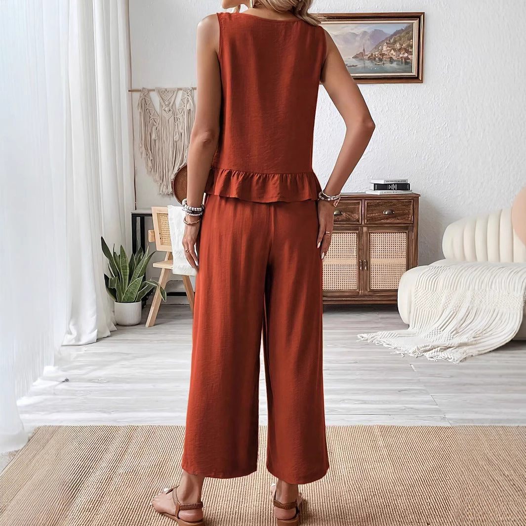 Damen luftiger Overall mit Rüschendetails R&B