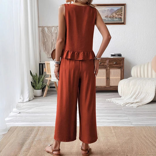 Damen luftiger Overall mit Rüschendetails R&B